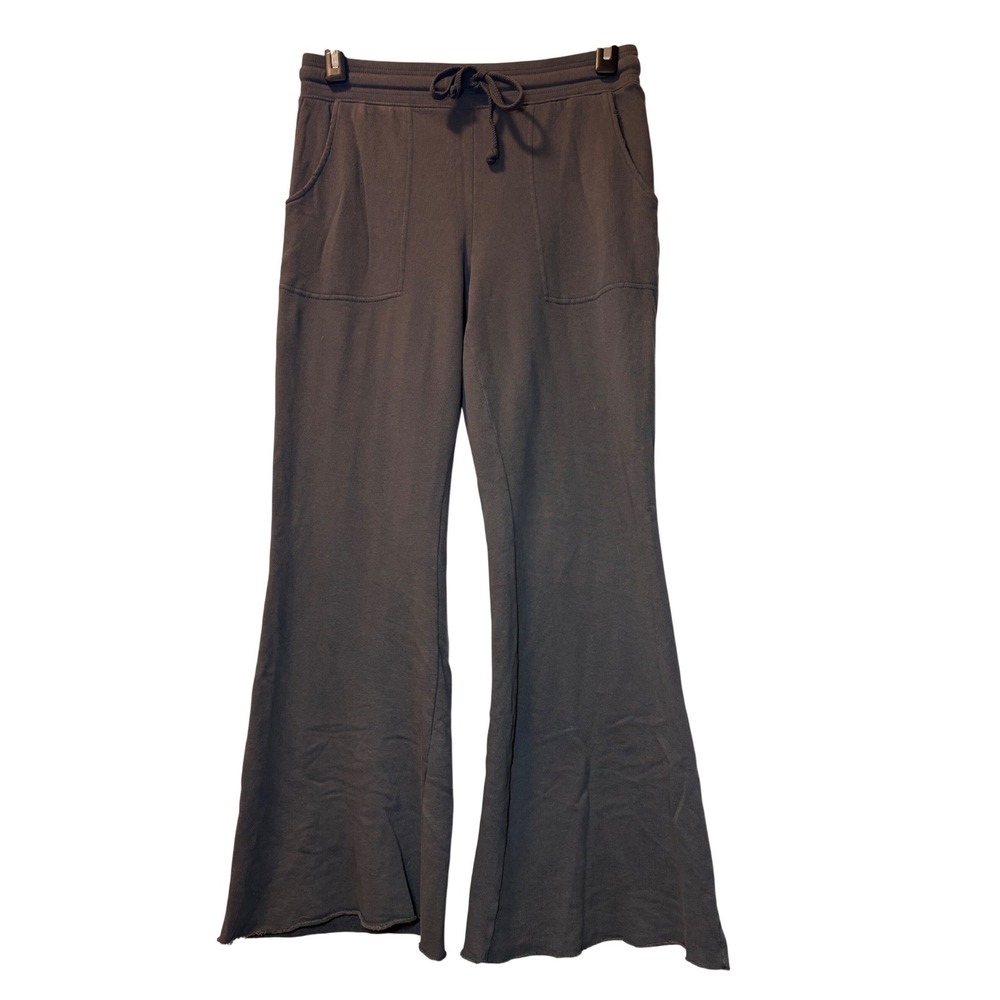 Aerie Womens Charcoal Grey Flare Leg Sweatpants Drawstring Waist Pockets Large